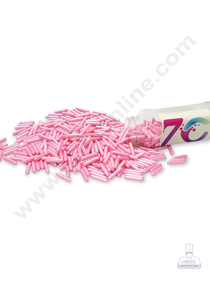Cake Decor Sugar Candy - Pink Pearlescent Rod Jimmies Sprinkles - 100 gm