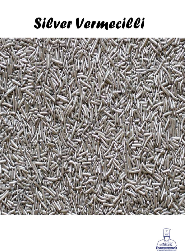 Cake Decor Sugar Candy - Vermicelli Silver Color Candy - 500 gm