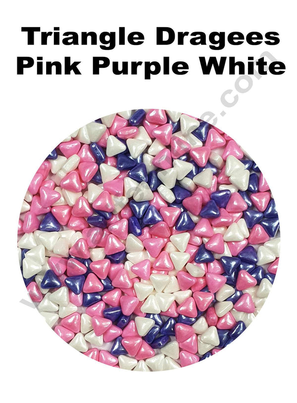 Cake Decor Sugar Candy - Triangle Dragees Pink Purple White