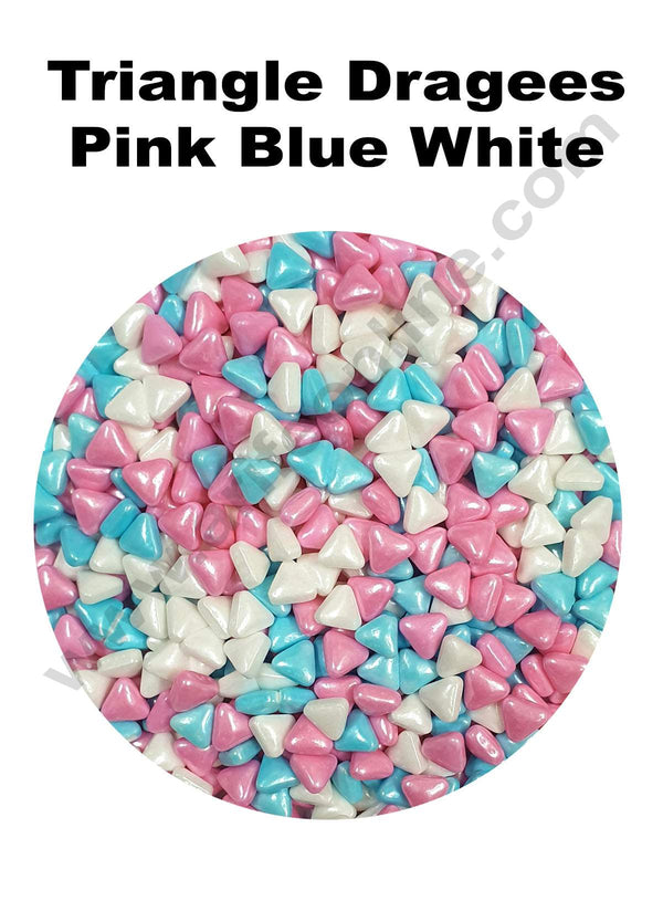 Cake Decor Sugar Candy - Triangle Dragees Pink Blue White