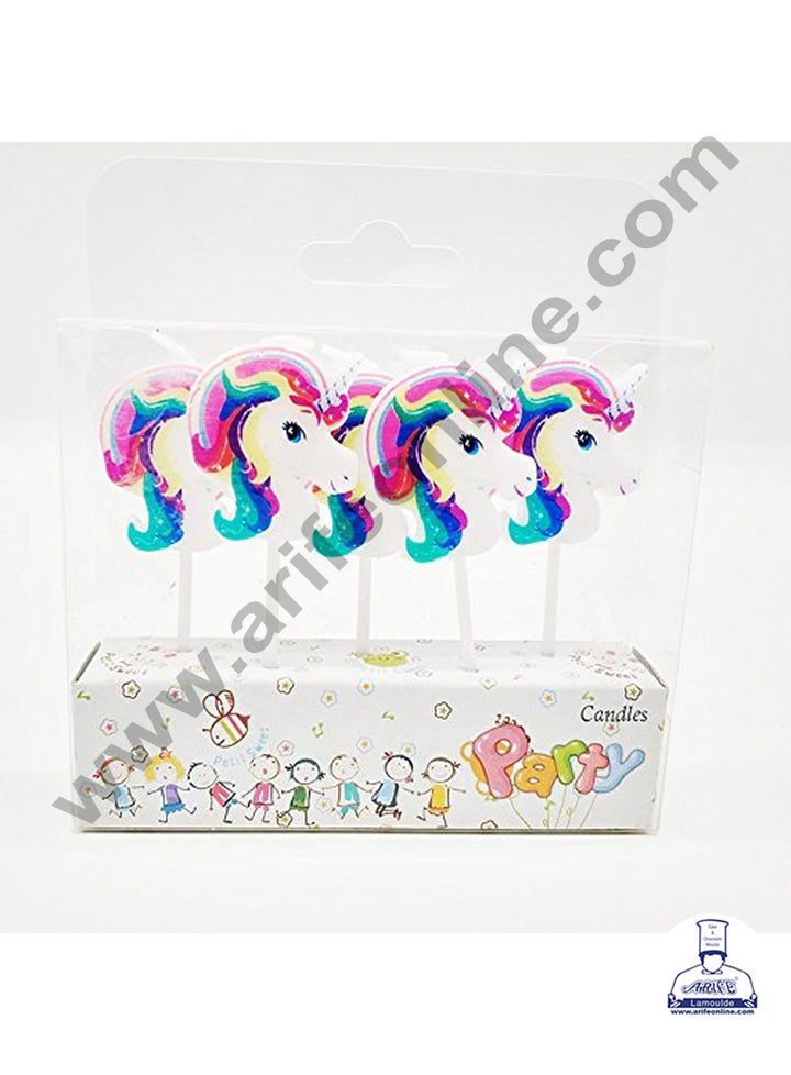 Cake Decor Unicorn Face Theme Mini Candle for Birthday Party Decoration for Cake and Cupcake ( Set of 5 Pc )
