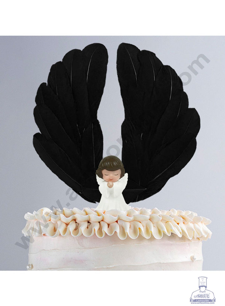 Cake Decor Wing Feather Topper For Cake Decorations - Black ( 1 pc Pack )