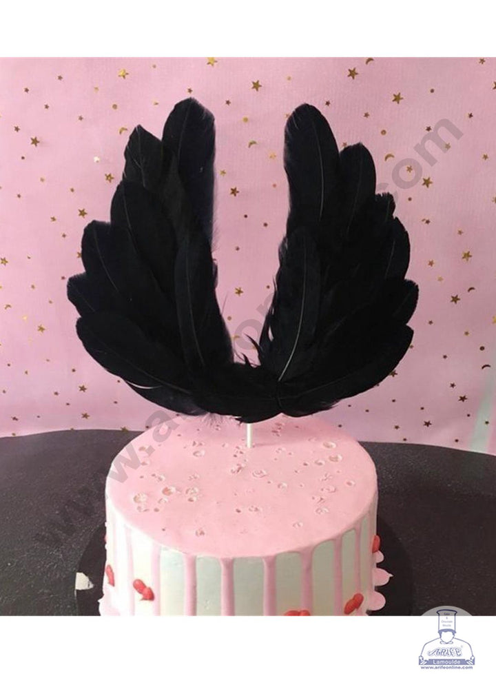 Cake Decor Wing Feather Topper For Cake Decorations - Black ( 1 pc Pack )