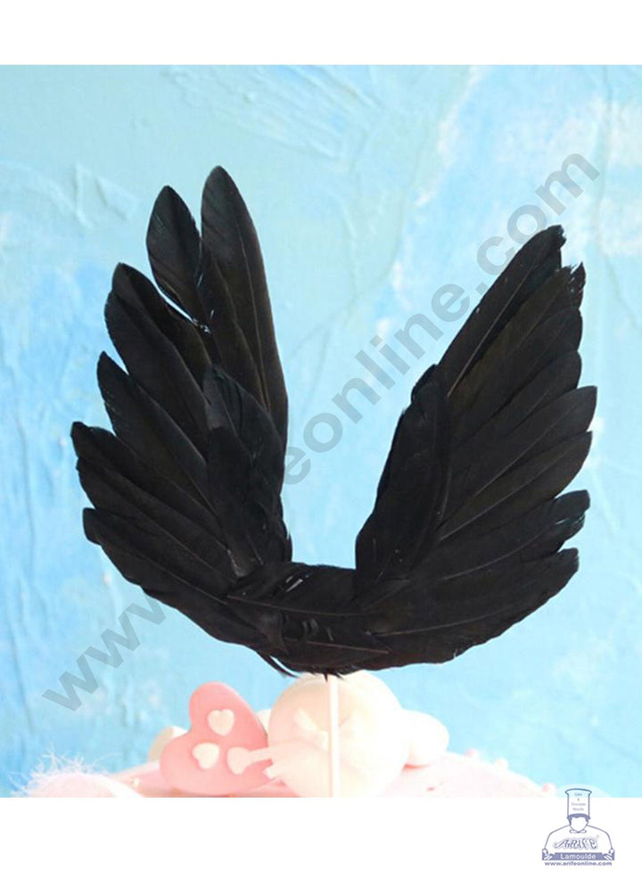 Cake Decor Wing Feather Topper For Cake Decorations - Black ( 1 pc Pack )