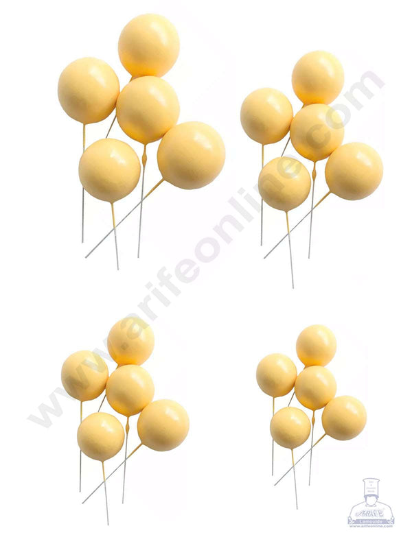 Cake Decor Yellow Balls Topper For Cake and Cupcake Decoration - (20pcs Pack)