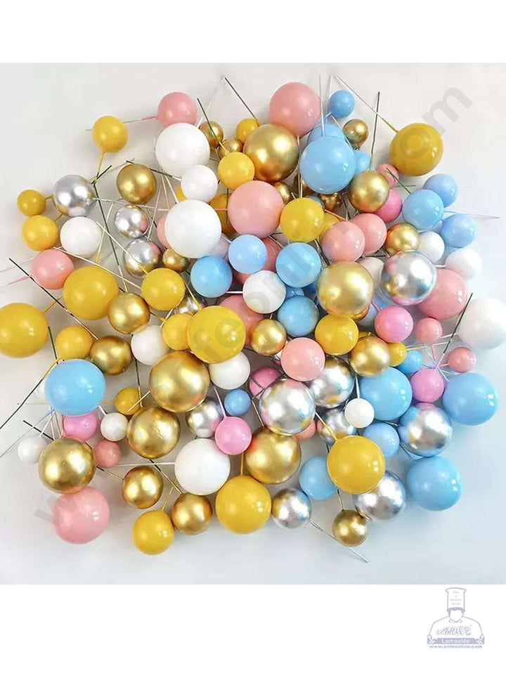 Cake Decor Yellow Balls Topper For Cake and Cupcake Decoration - (20pcs Pack)