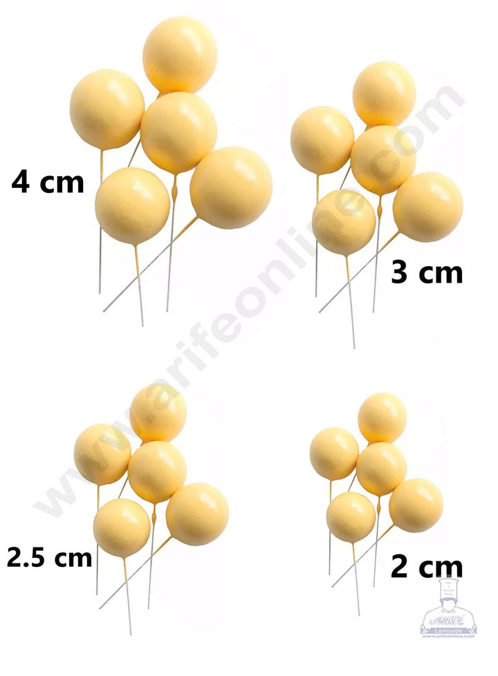 Cake Decor Yellow Balls Topper For Cake and Cupcake Decoration - (20pcs Pack)