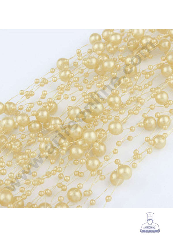 Cake Decor Yellowish Orange Artificial Pearls String Beads Chain Garland Flowers Wedding Christmas Party Decoration 3mm 8mm Beads (SBBD-14)