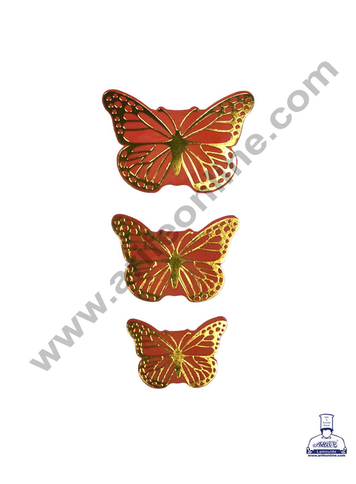 Cake Decor™ 21 pcs Golden Orange Butterfly Paper Topper For Cake And Cupcake SBMT-PT-084