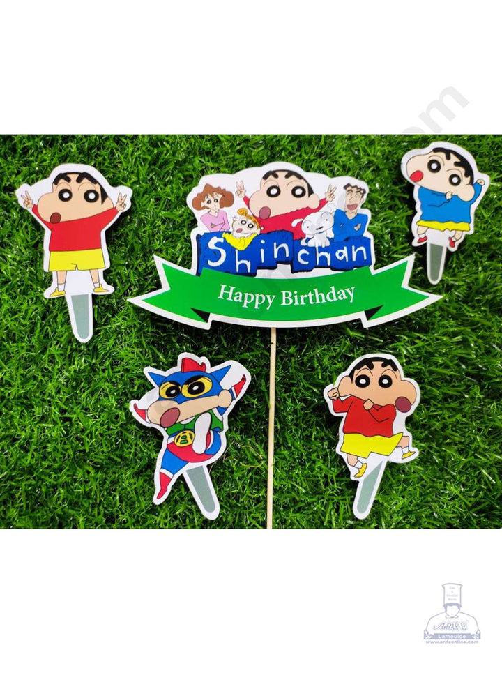 Cake Decor™ 5 pcs Happy Birthday Shinchan Cartoon Theme Paper Topper For Cake And Cupcake SBMT-PT-077