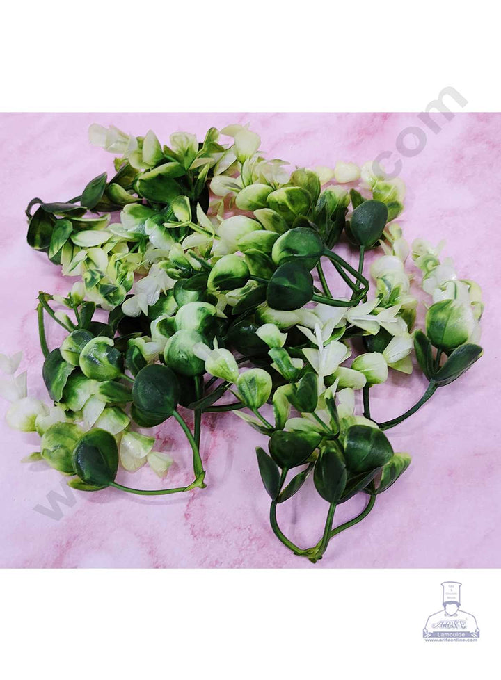 Cake Decor™ Artificial Green White Leaves Flower For Cake Decoration – ( 1 Pack )
