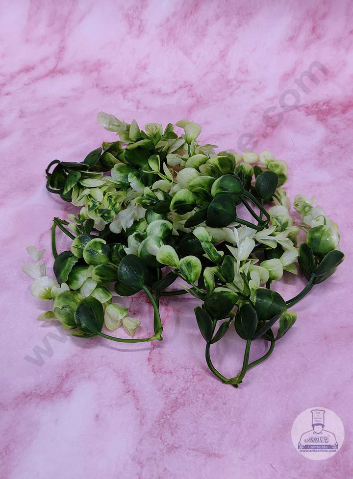 Cake Decor™ Artificial Green White Leaves Flower For Cake Decoration – ( 1 Pack )