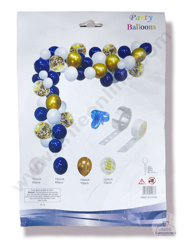 Cake Decor™ Blue White Theme Balloons Package Set For Party Balloon Decoration (Pack of 100 pc )