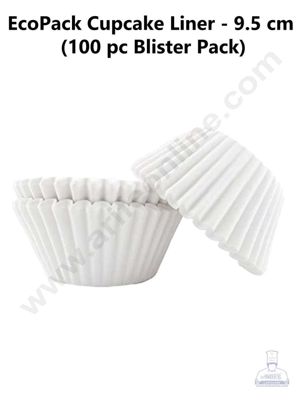 Cake Decor™ EcoPack White Paper Cupcake Liner Blister Pack - 9.5cm (100 Pcs Blister Pack )