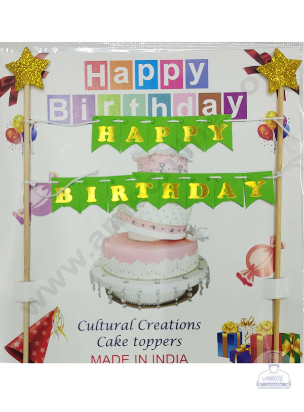 Cake Decor™ Happy Birthday Hanging Paper Topper - Green (SBMT-TP-036)