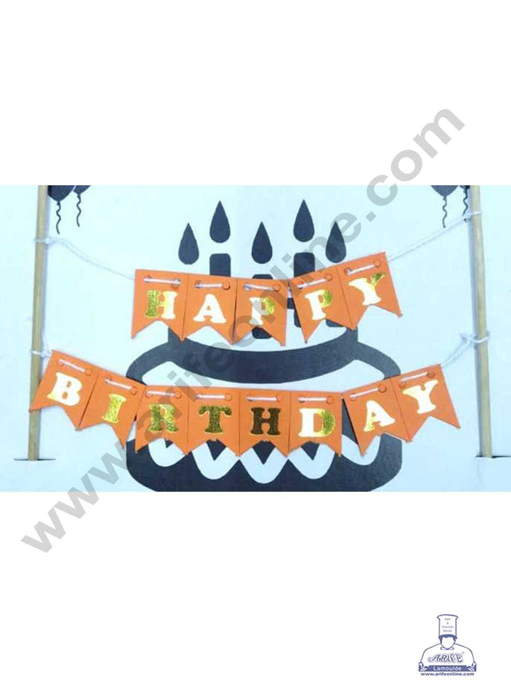 Cake Decor™ Happy Birthday Hanging Paper Topper - Orange (SBMT-TP-039)