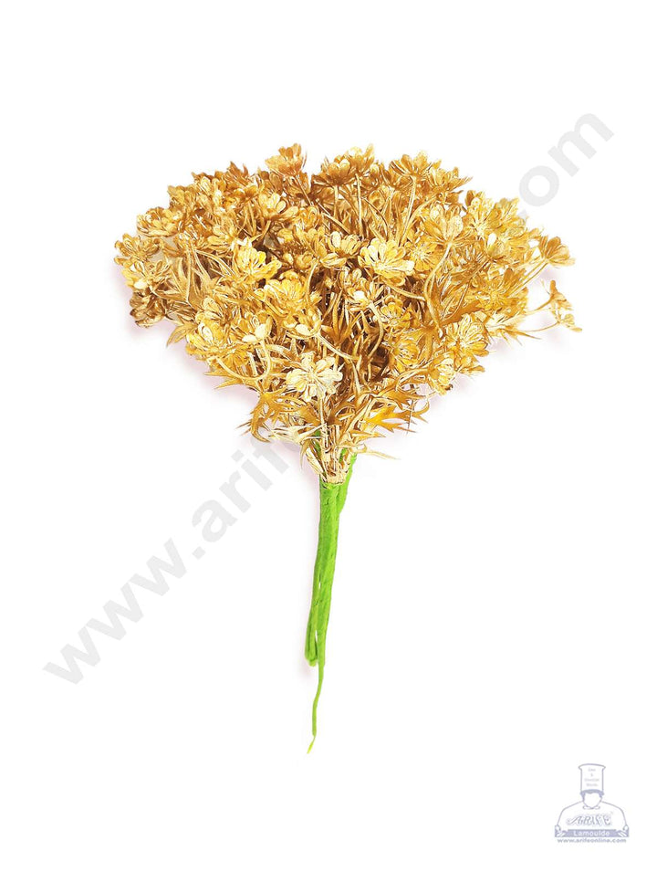 Cake Decor™ Heavy Gypsy Artificial Flower For Cake Decoration – Gold( 1 Bunch )