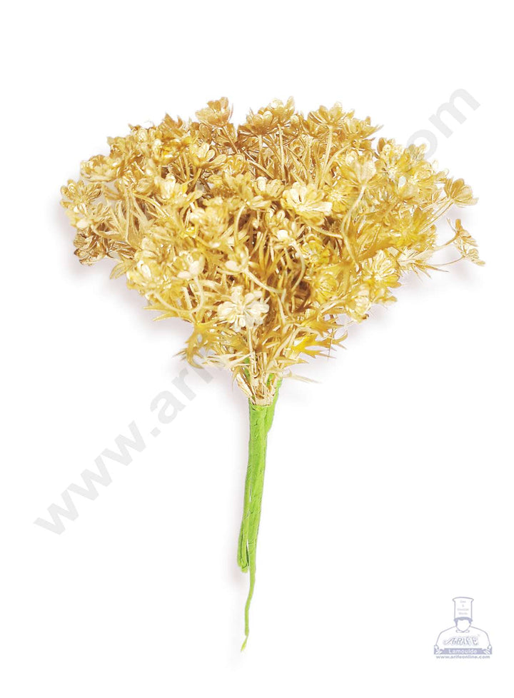 Cake Decor™ Heavy Gypsy Artificial Flower For Cake Decoration – Gold( 1 Bunch )