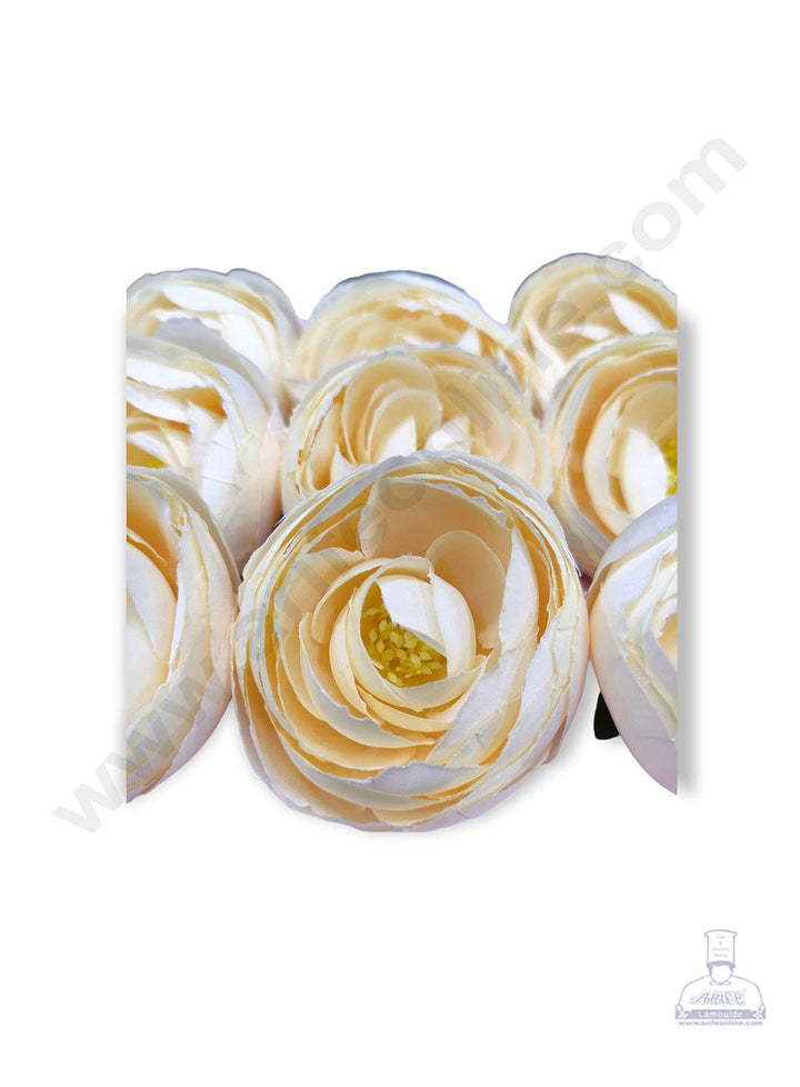 Cake Decor™ Large Peony Artificial Flower For Cake Decoration – Light Yellow ( 10 pc pack )