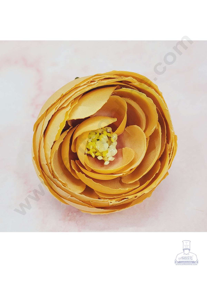 Cake Decor™ Large Peony Artificial Flower For Cake Decoration – Orange ( 10 pc pack )