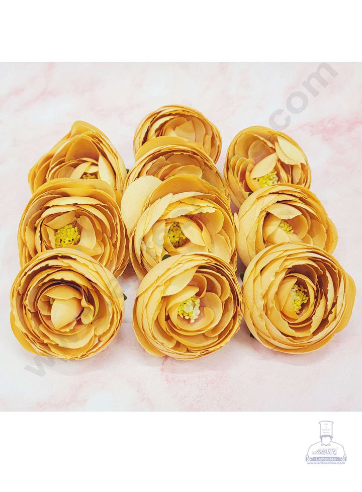 Cake Decor™ Large Peony Artificial Flower For Cake Decoration – Orange ( 10 pc pack )