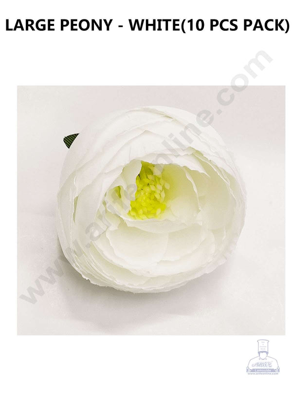 Cake Decor™ Large Peony Artificial Flower For Cake Decoration – White( 10 pc pack )