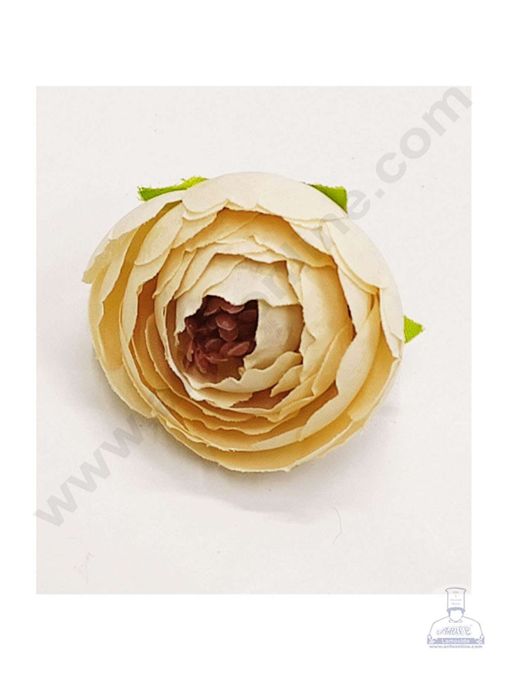Cake Decor™ Medium Peony Artificial Flower For Cake Decoration – Light Yellow( 10 pc pack )