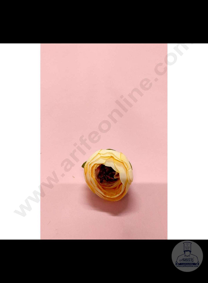 Cake Decor™ Medium Peony Artificial Flower For Cake Decoration – Yellow( 1 pc pack )