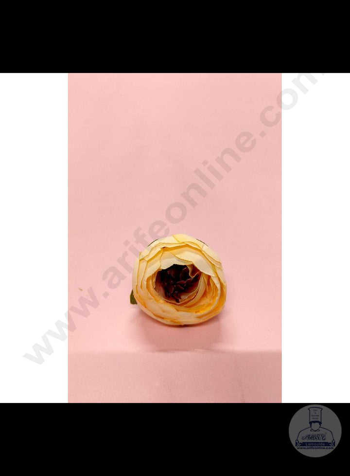 Cake Decor™ Medium Peony Artificial Flower For Cake Decoration – Yellow( 1 pc pack )