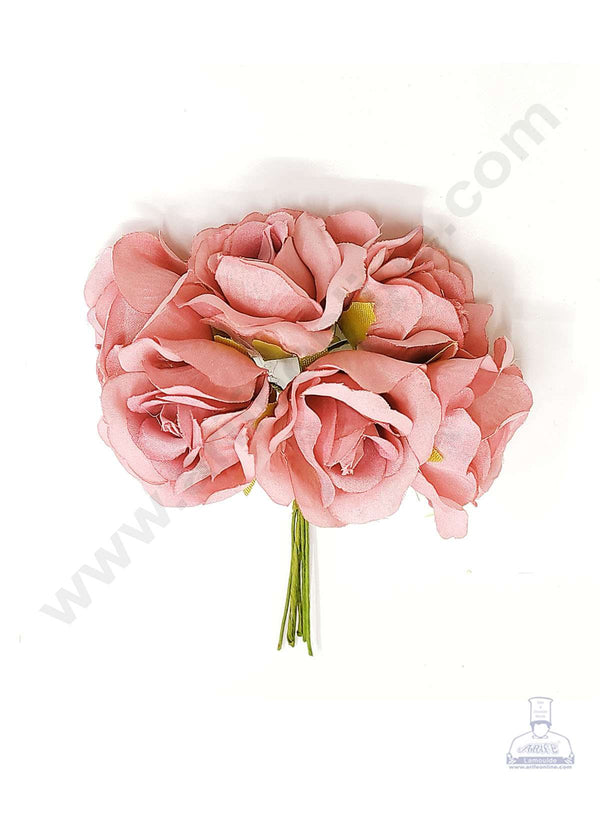 Cake Decor™ Medium Rose Artificial Flower Bunch For Cake Decoration – Light Pink( 1 Bunch )