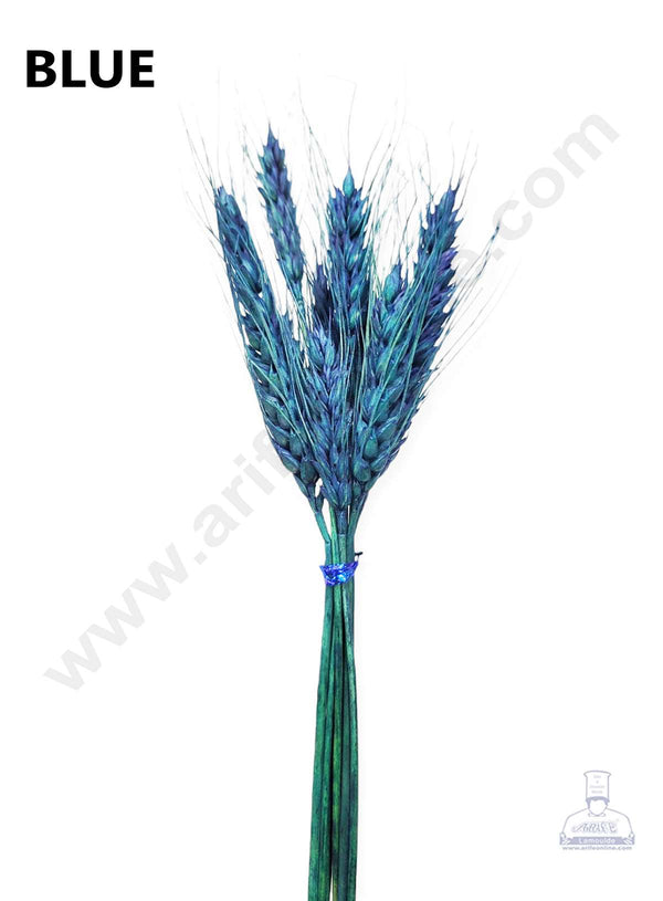 Cake Decor™ Natural Blue Color Dried Wheat Stalks For Cake Decoration Bouquet Wedding Party Centerpieces Decorative - Blue (10 pcs pack)