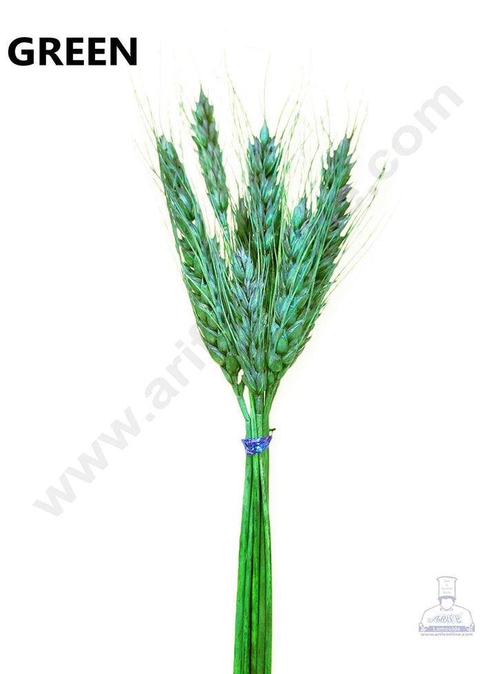 Cake Decor™ Natural Green Color Dried Wheat Stalks For Cake Decoration Bouquet Wedding Party Centerpieces Decorative - Green (10 pcs pack)