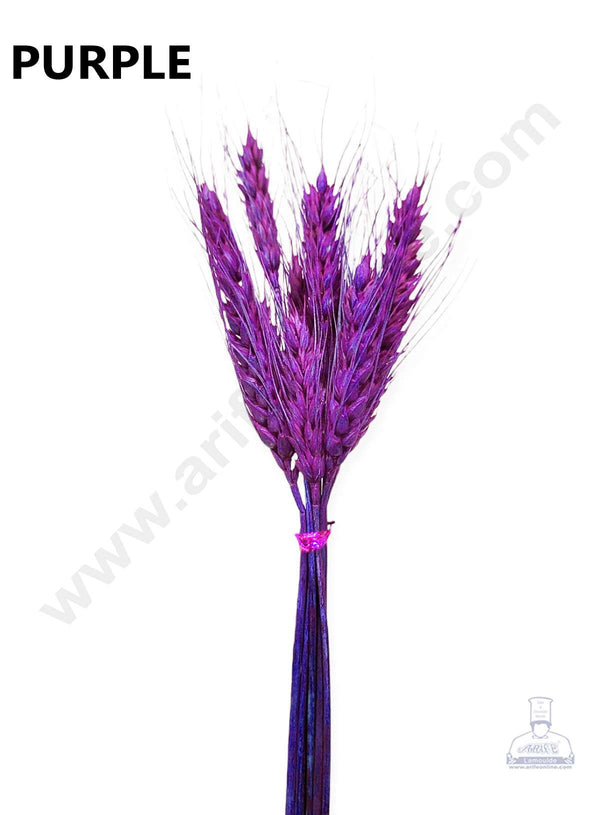 Cake Decor™ Natural Purple Color Dried Wheat Stalks For Cake Decoration Bouquet Wedding Party Centerpieces Decorative - Purple (10 pcs pack)