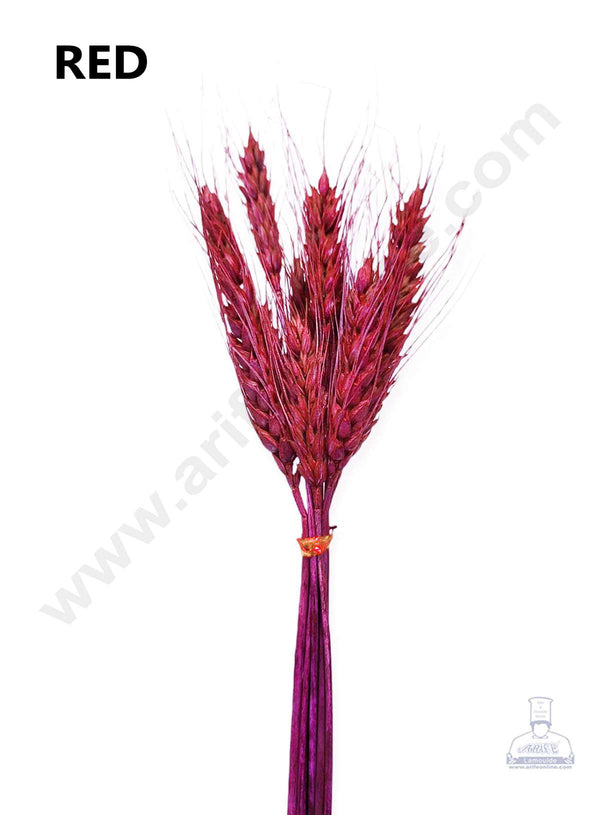 Cake Decor™ Natural Red Color Dried Wheat Stalks For Cake Decoration Bouquet Wedding Party Centerpieces Decorative - Red (10 pcs pack)