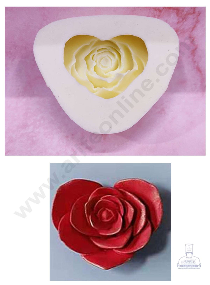 Cake Decor™ Silicon 1 Cavity Rose in Heart Shape Cake Fondant Mould SBSP-DYF2475