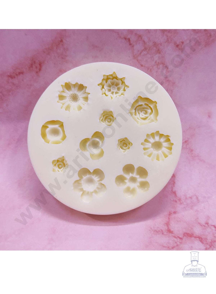 Cake Decor™ Silicon 11 Cavity Rose Sunflower Peach Blossom Flowers Shape Cake Fondant Mould SBSP-DYF6149