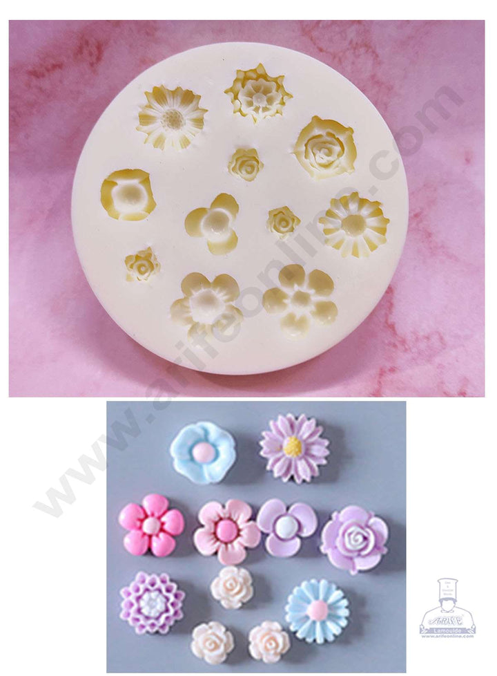 Cake Decor™ Silicon 11 Cavity Rose Sunflower Peach Blossom Flowers Shape Cake Fondant Mould SBSP-DYF6149