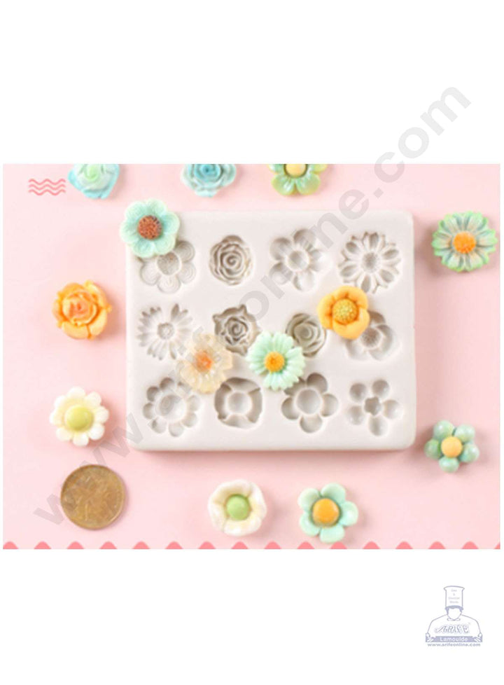 Cake Decor™ Silicon 12 Cavity Rose Sunflower Blossom Peach Flowers Shape Cake Fondant Mould SBSP-DYF6011