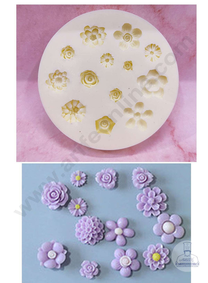Cake Decor™ Silicon 13 Cavity Sunflower Rose Blossom Flowers Shape Cake Fondant Mould SBSP-DYF6148