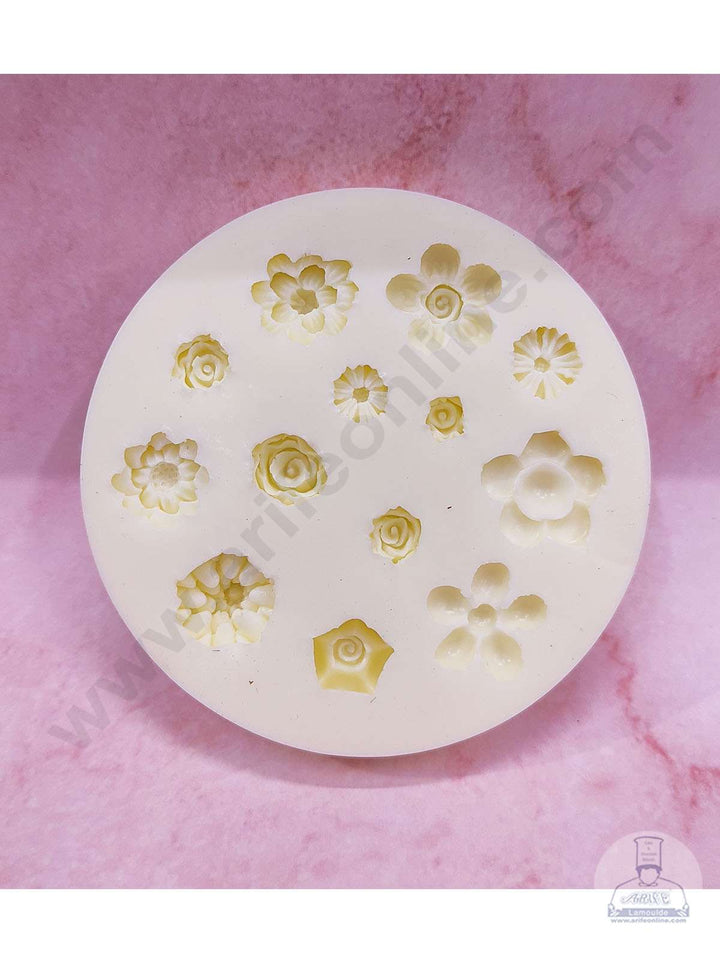 Cake Decor™ Silicon 13 Cavity Sunflower Rose Blossom Flowers Shape Cake Fondant Mould SBSP-DYF6148