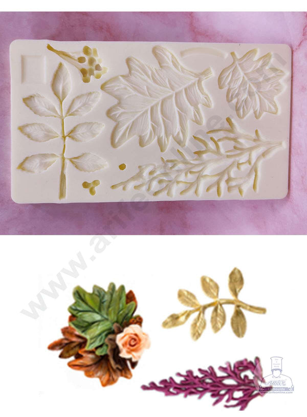 Cake Decor™ Silicon 5 Cavity Different Leafs Shape Cake Fondant Mould SBSP-DYF6010