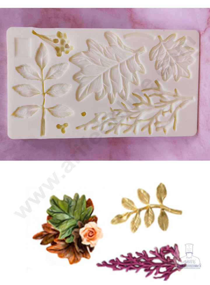 Cake Decor™ Silicon 5 Cavity Different Leafs Shape Cake Fondant Mould SBSP-DYF6010