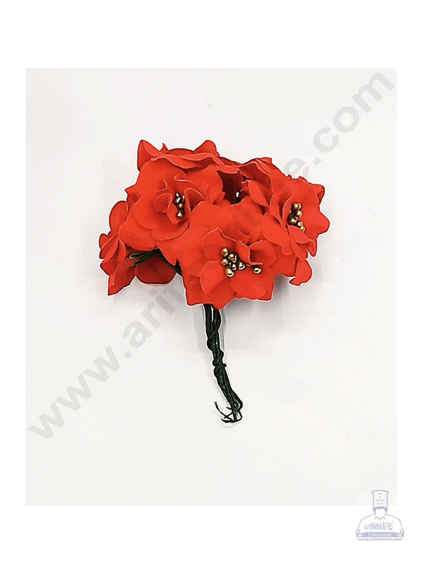 Cake Decor™ Small Flower Artificial Flower Bunch For Cake Decoration – Red ( 1 Bunch )