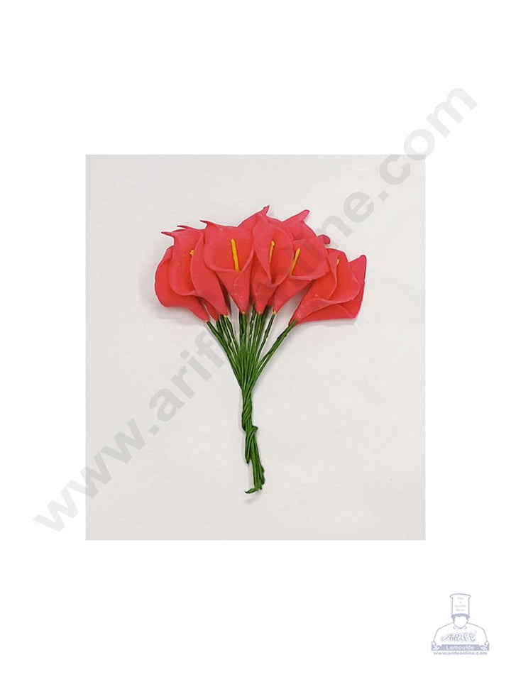 Cake Decor™ Small Lilly Foam Bunch Artificial Flower For Cake Decoration – Red( 1 Bunch )