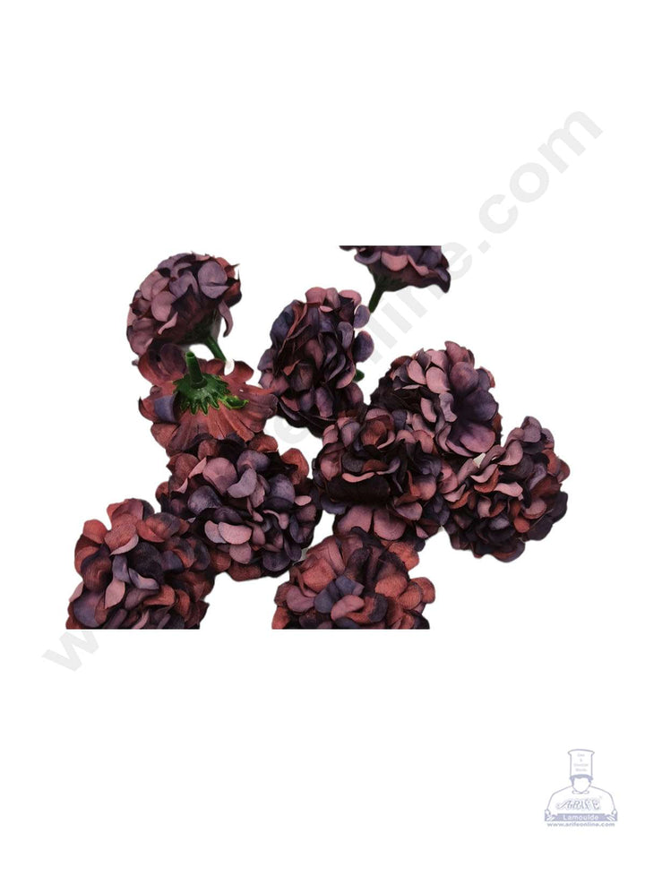 Cake Decor™ Small Marigold Artificial Flower For Cake Decoration – Maroon( 10 pcs Pack )