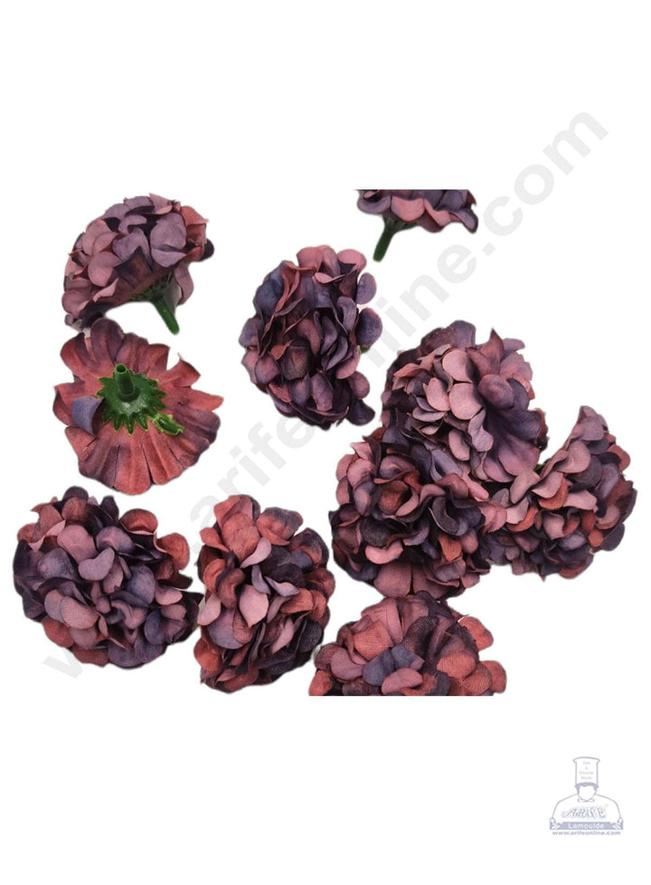 Cake Decor™ Small Marigold Artificial Flower For Cake Decoration – Maroon( 10 pcs Pack )