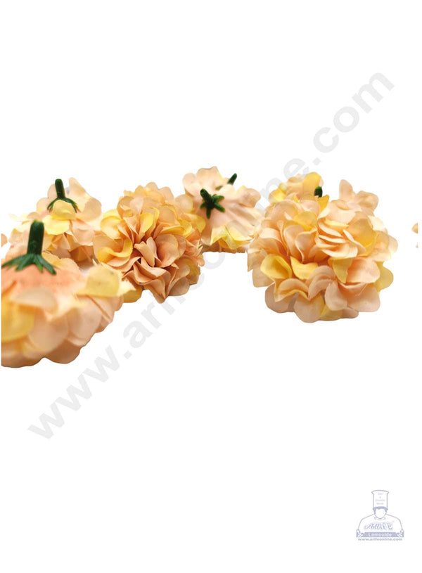 Cake Decor™ Small Marigold Artificial Flower For Cake Decoration – Peach( 10 pcs Pack )
