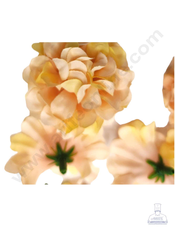Cake Decor™ Small Marigold Artificial Flower For Cake Decoration – Peach( 10 pcs Pack )