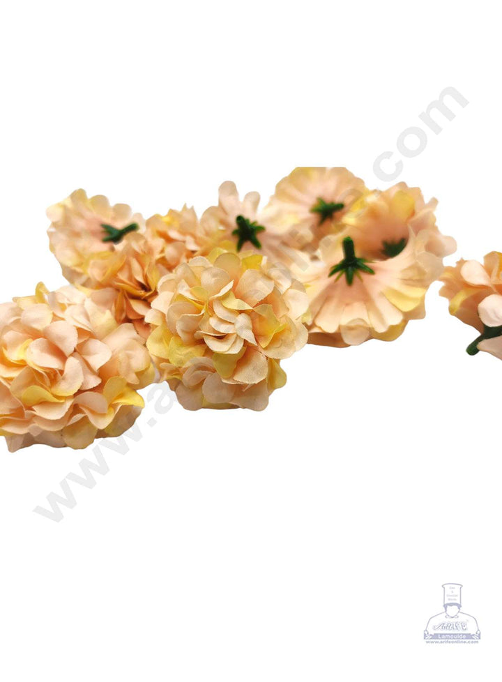 Cake Decor™ Small Marigold Artificial Flower For Cake Decoration – Peach( 10 pcs Pack )
