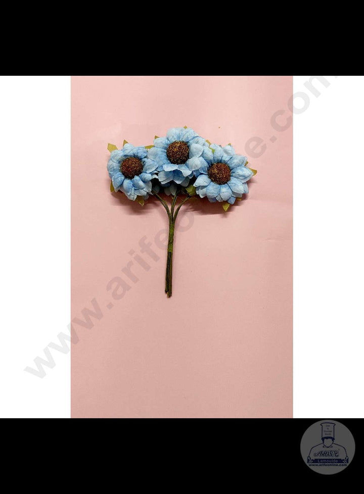 Cake Decor™ Small Sunflower Artificial Flower Bunch For Cake Decoration – Blue( 6 pc pack )